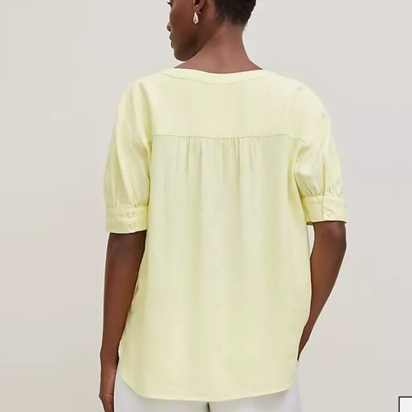 Ann Taylor Yellow Short Sleeve Relaxed Blouse - Picture 2 of 10